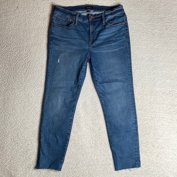 J Crew Jeans 9 High Rise Toothpick Denim Raw Hem Size 31 - Picture 14 of 16